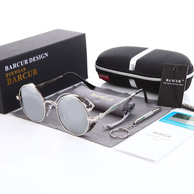 Mirror silver Barcur Gothic Steampunk sunglasses