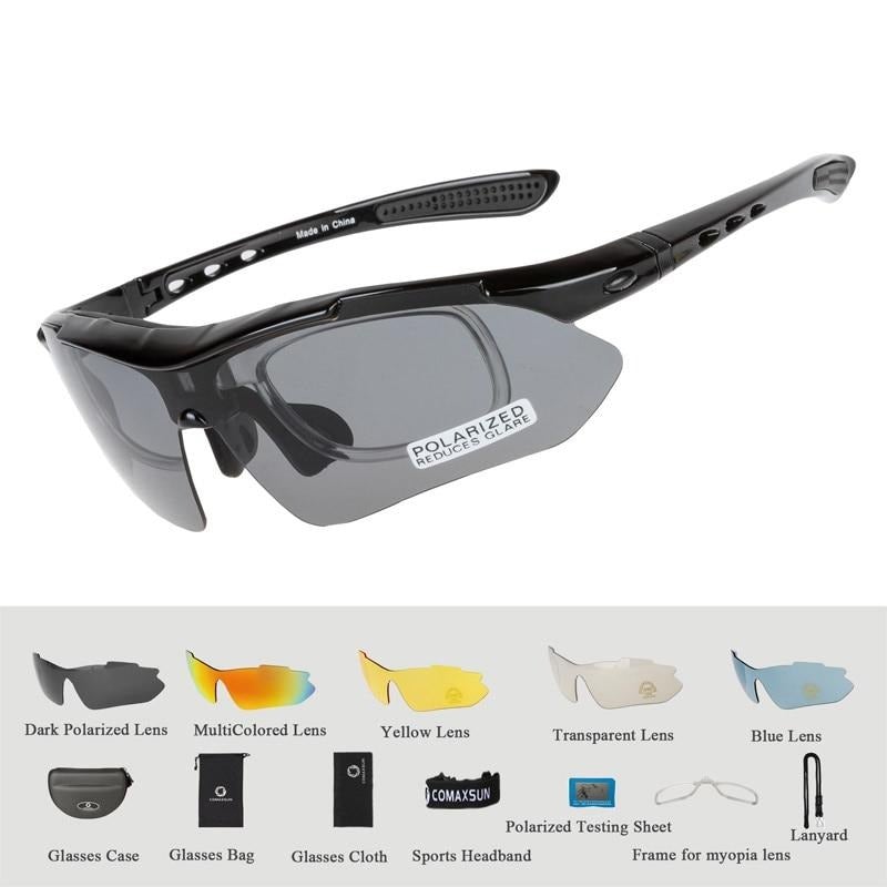 Black Comaxsun Polarised Cycling sunglasses