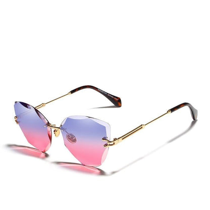 Blue to pink lens gradient Kingseven Women's Rimless sunglasses