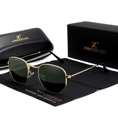 Gold green Kingseven Retro-Hex sunglasses