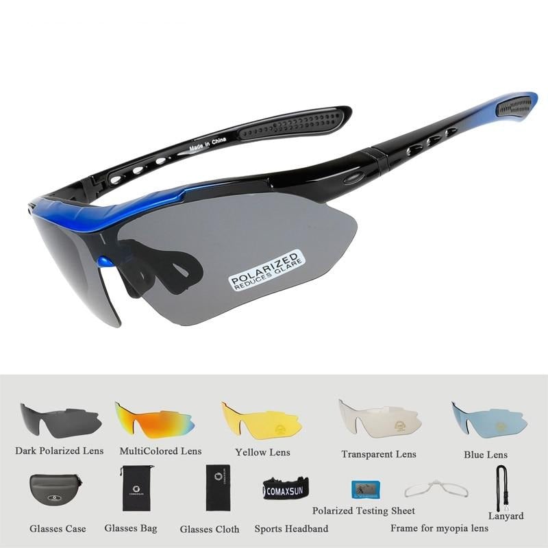 Black and blue Comaxsun Polarised Cycling sunglasses