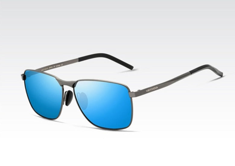Mirror blue lens Veithdia Thin Square sunglasses