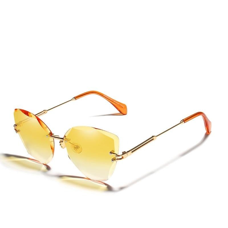 Yellow lens gradient Kingseven Women's Rimless sunglasses
