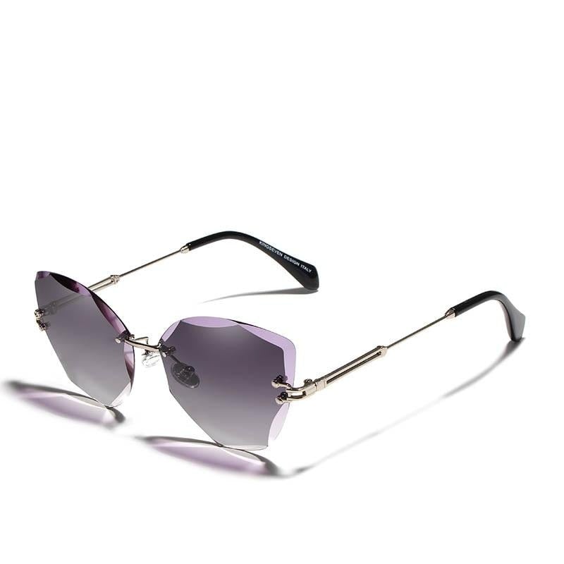 Purple gray gradient lens Kingseven Women's Rimless sunglasses