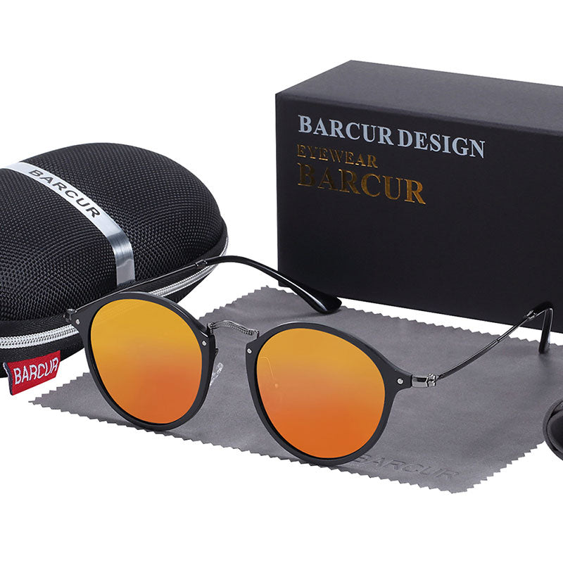 Mirror orange lens Barcur Vintage Round-Frame sunglasses
