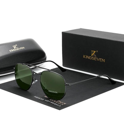 Green lens Kingseven Polarised Hexagon sunglasses