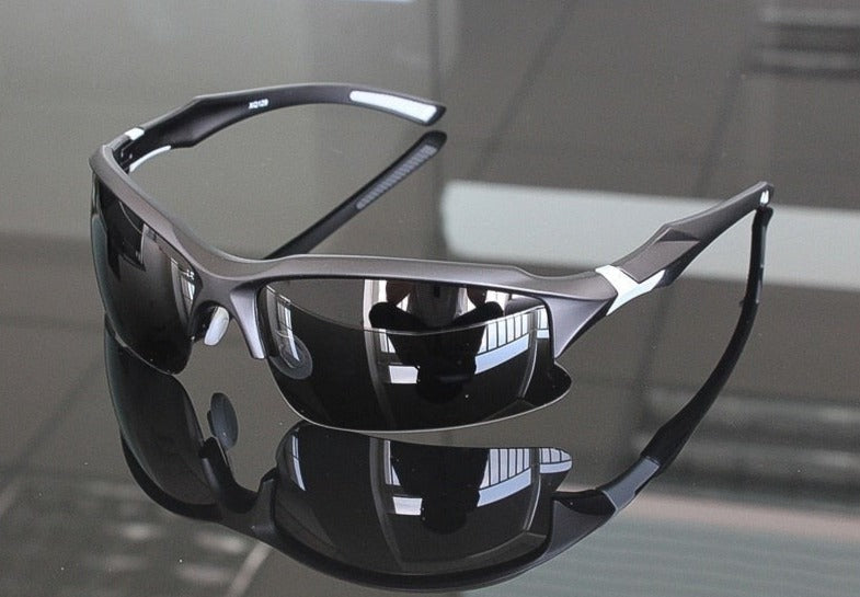 Matte black and white Comaxsun Outdoor Sport sunglasses
