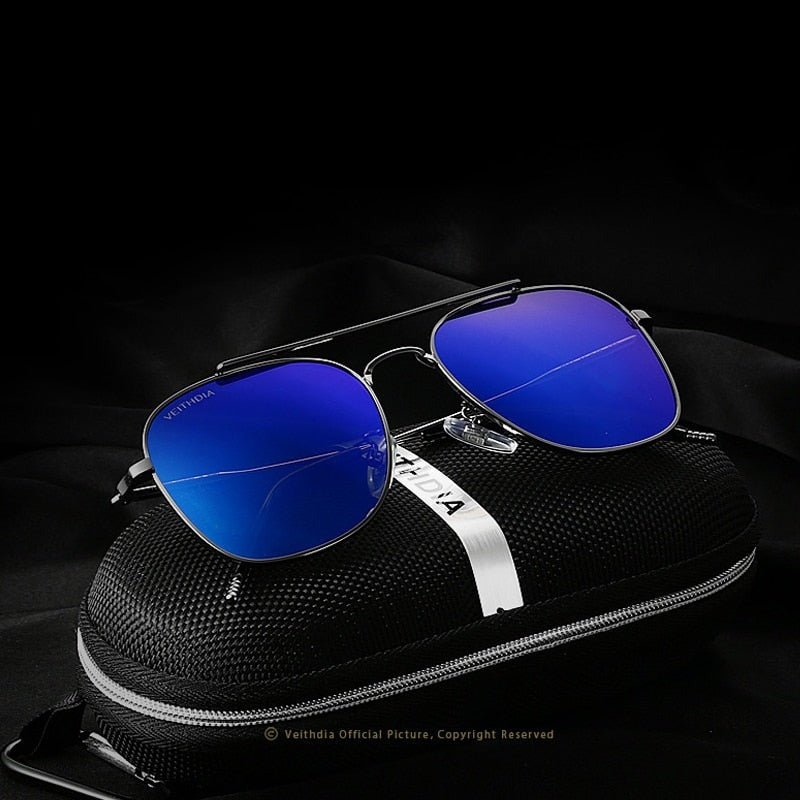Blue Veithdia Square Aviator sunglasses front display