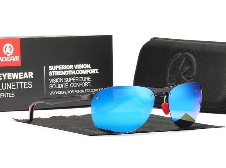 Mirror blue KDEAM Rimless Oval-Frame sunglasses