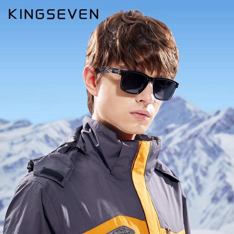 Male wearing Kingseven Carbon Fibre Pattern sunglasses