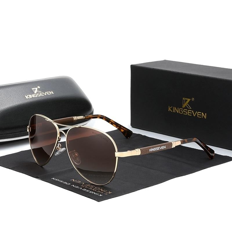 Gold gradient brown Kingseven Aviator sunglasses
