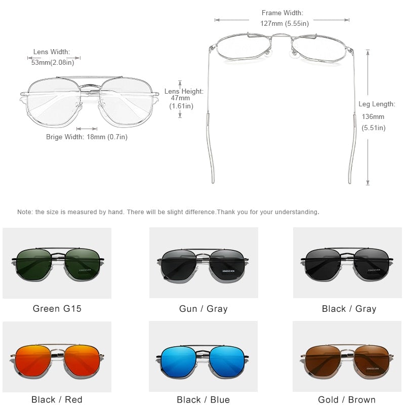 Kingseven Polarised Hexagon sunglasses product dimensions