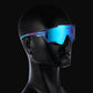 KDEAM Polarised Mirror Lens Shield sunglasses on a mannequin