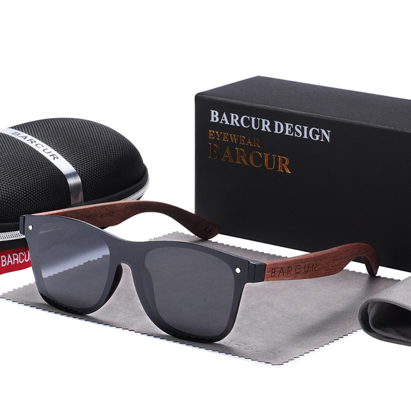 Black Barcur Polarised Wooden sunglasses