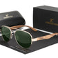 Green lens Kingseven Wooden Aviator sunglasses