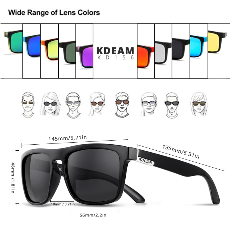 KDEAM Classic Square-Frame sunglasses product dimensions