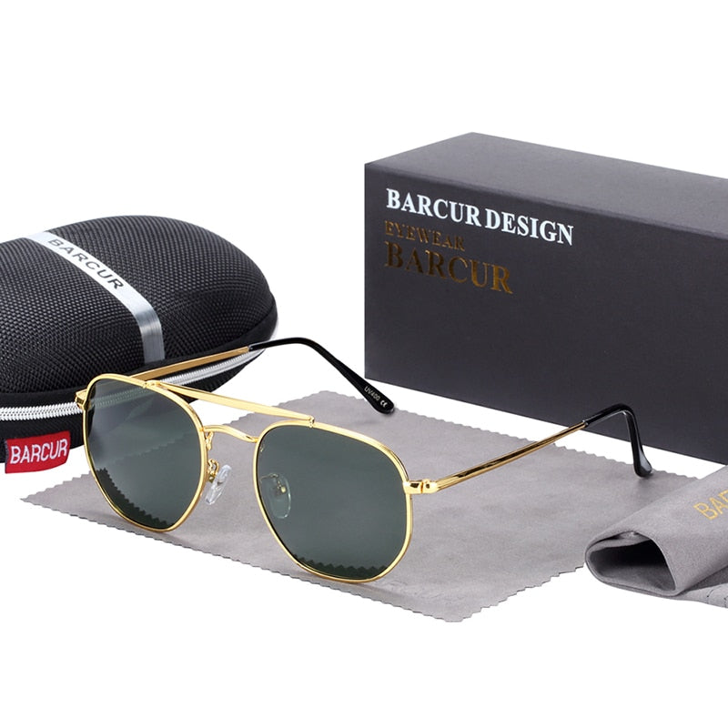 Gold and green coloured Barcur Hex sunglasses