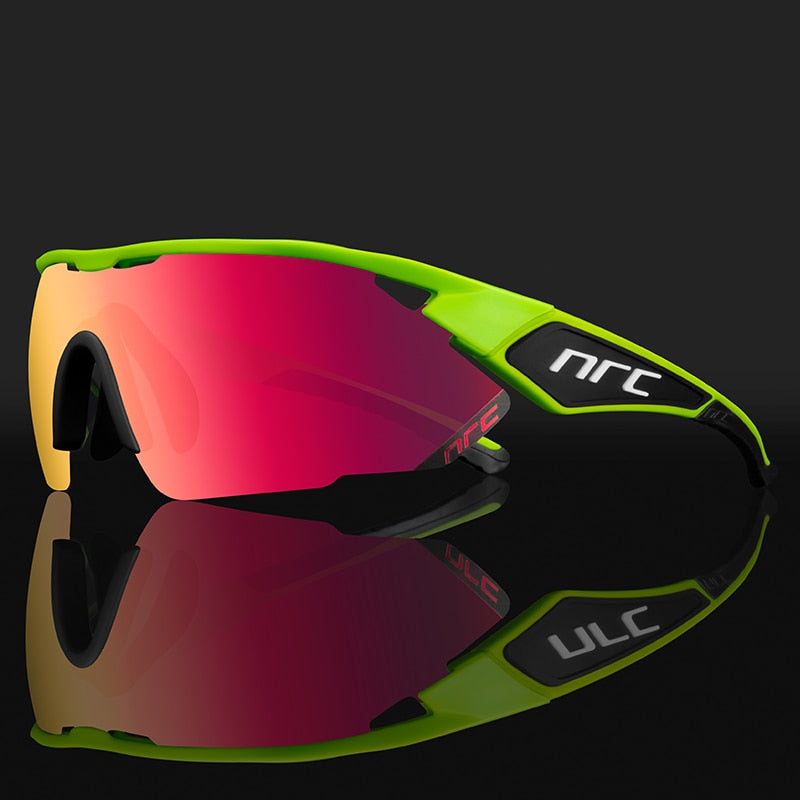Shield-frame green NRC Pro Cycling glasses