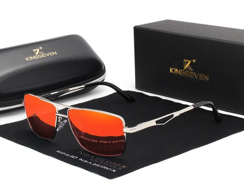 Mirror red lens Kingseven Pilot Square sunglasses