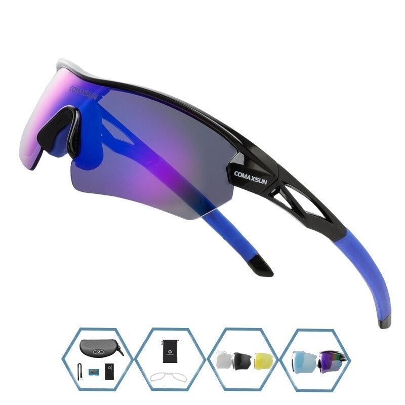 Black and blue Comaxsun UV400 Cycling sunglasses