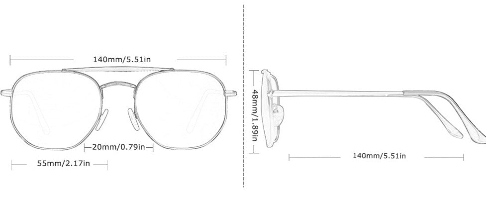 Barcur Hex sunglasses product dimensions