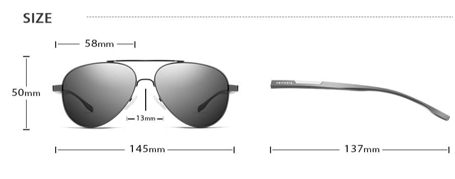 Veithdia Aviator sunglasses product dimensions