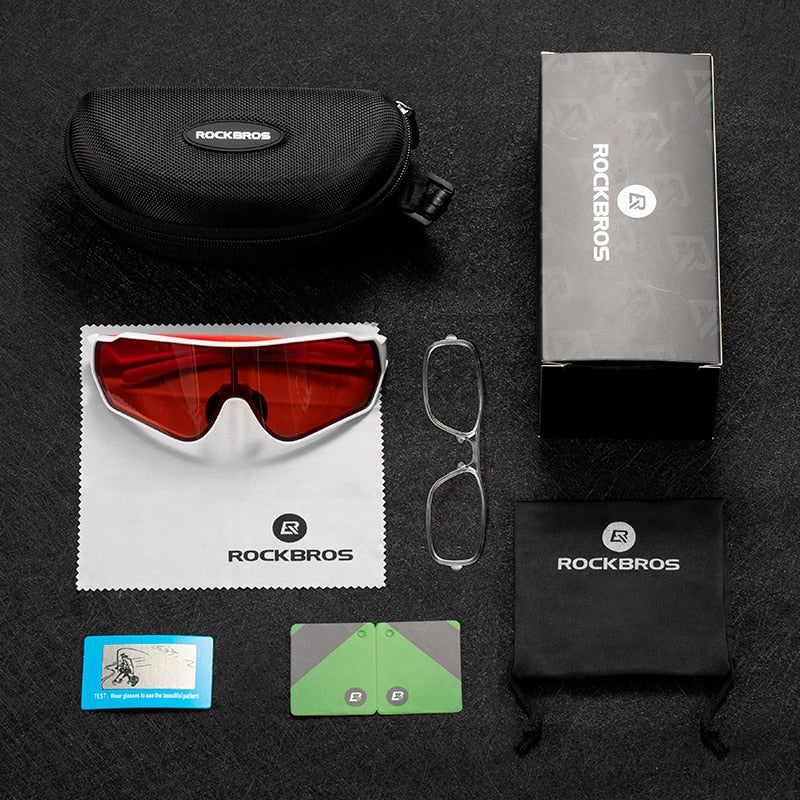 RockBros Polarised Cycling glasses product packaging display