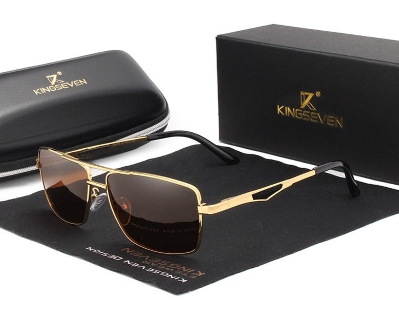 Brown and gold Kingseven Pilot Square sunglasses