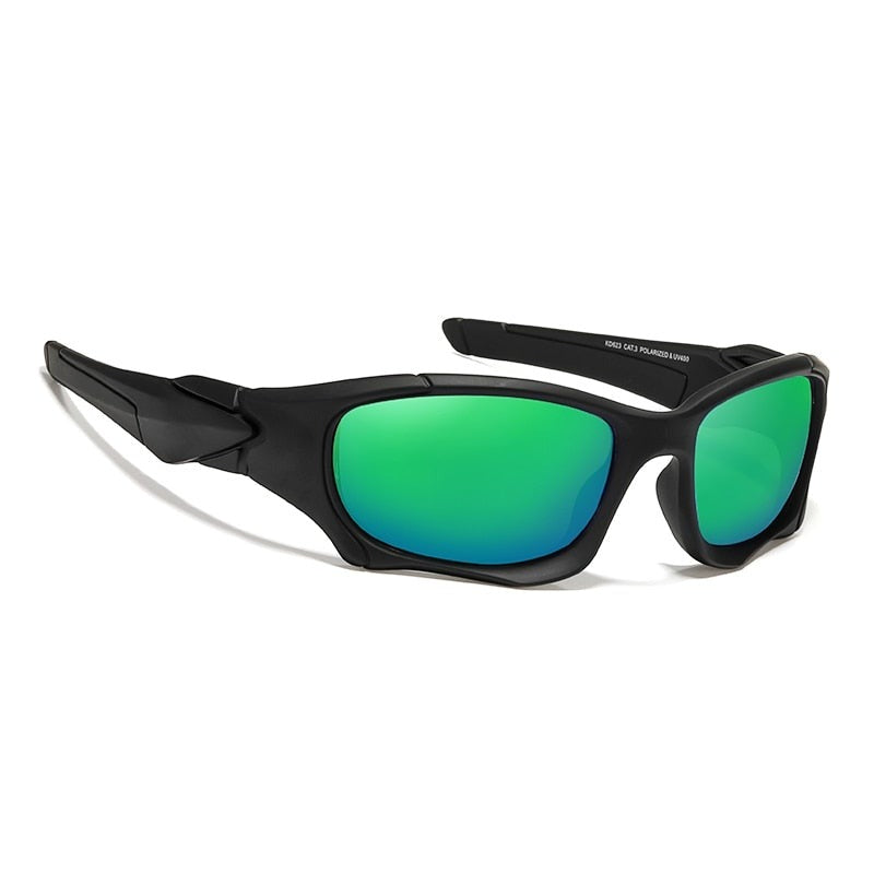 Black frame with green lens KDEAM Cutting-Frame Sport sunglasses