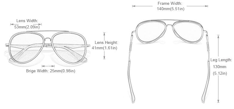 Kingseven N7 Pilot sunglasses product dimensions