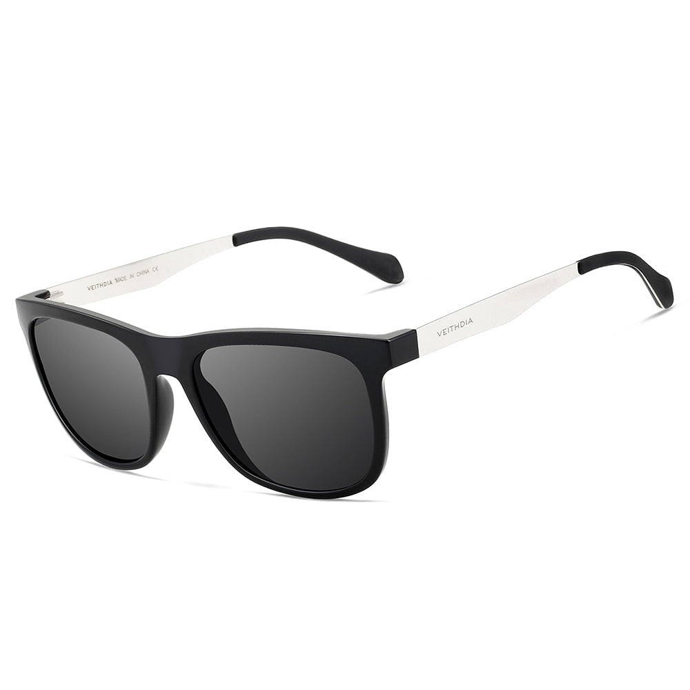 Black lens Veithdia Stainless Square sunglasses