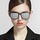 Front view of woman wearing Veithdia Stainless Square sunglasses
