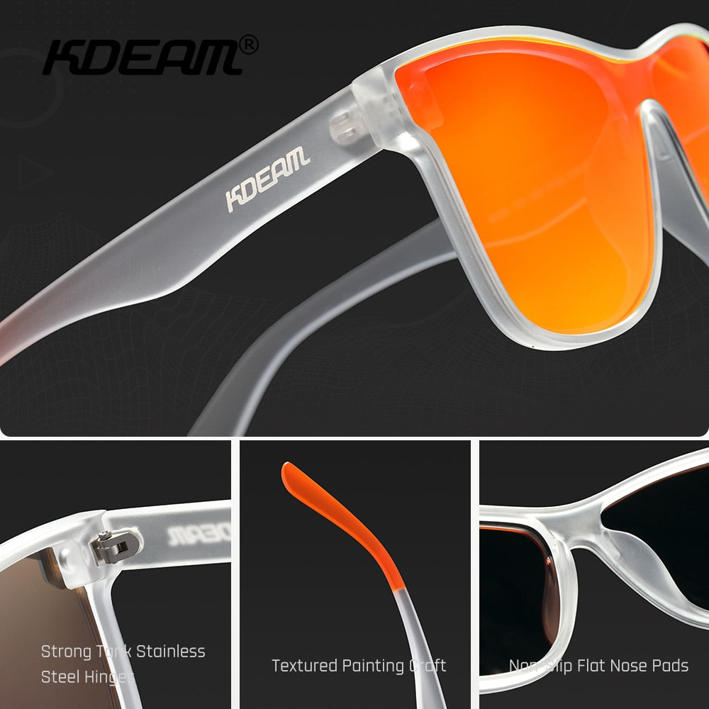 KDEAM Polarised Single-Lens sunglasses product feature display