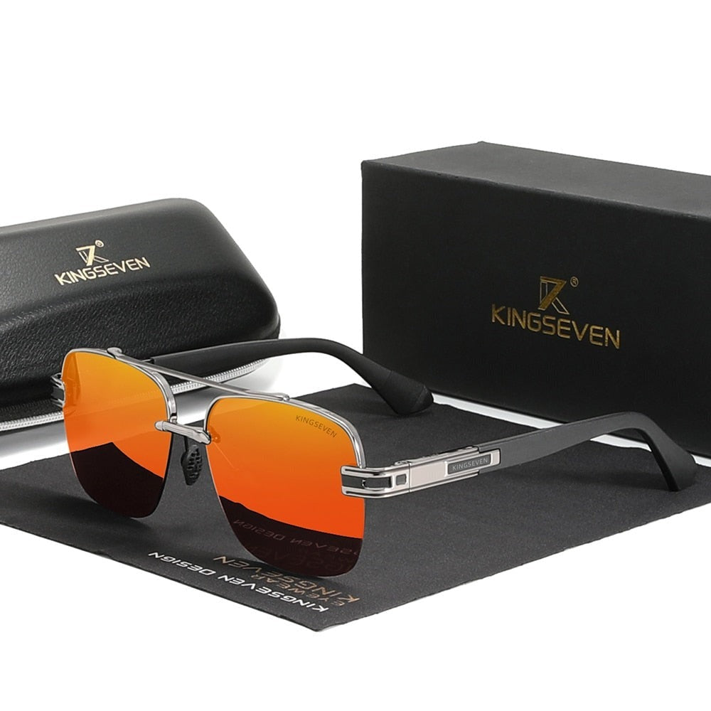 Orange lens Kingseven Retro-Square Mirror sunglasses
