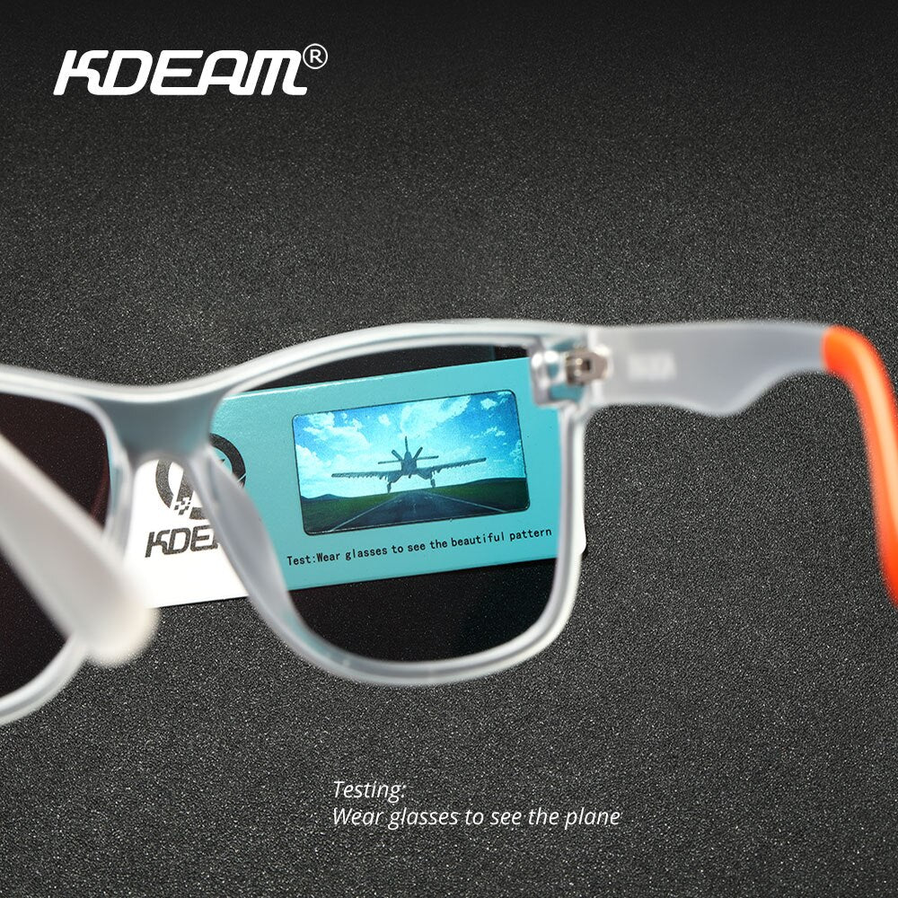 Polarisation test show for KDEAM Polarised Single-Lens sunglasses