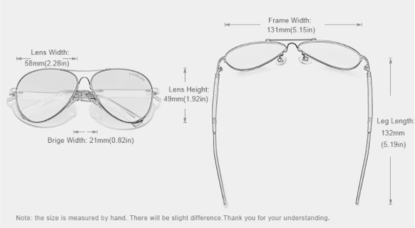 Kingseven Aviator sunglasses product dimensions