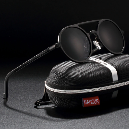 Black Barcur Vintage Gothic sunglasses with bridge