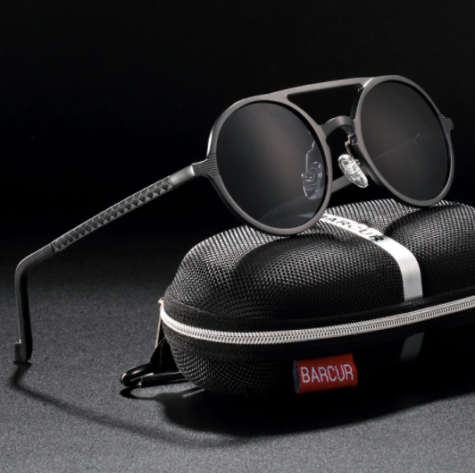Gun gray Barcur Vintage Gothic sunglasses with bridge
