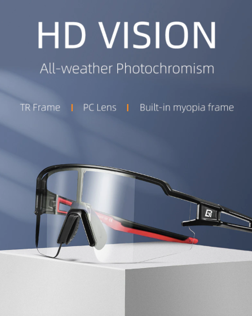 Lens features display of the RockBros Photochromic Cycling glasses