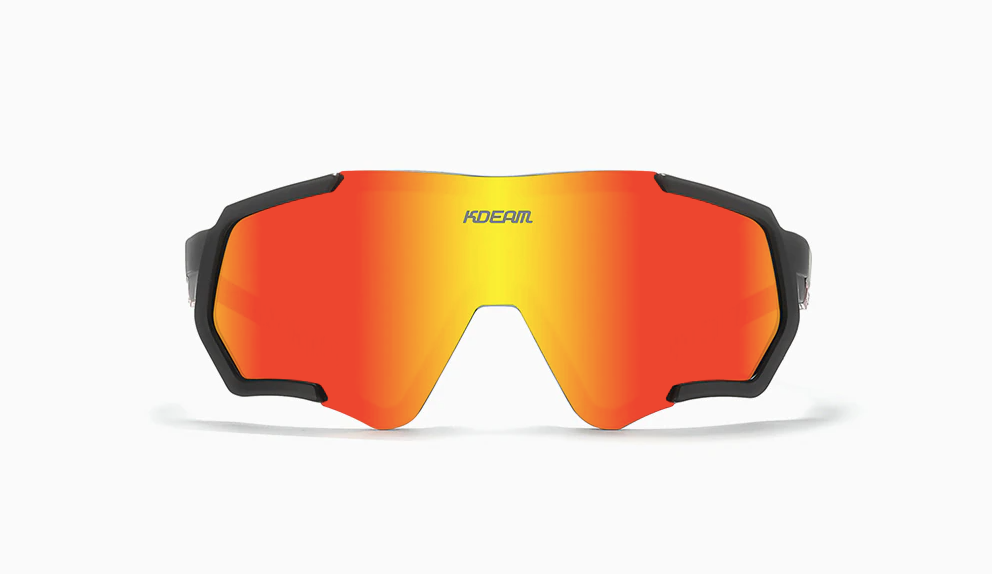 Front view of KDEAM Polarised Mirror Lens Shield sunglasses