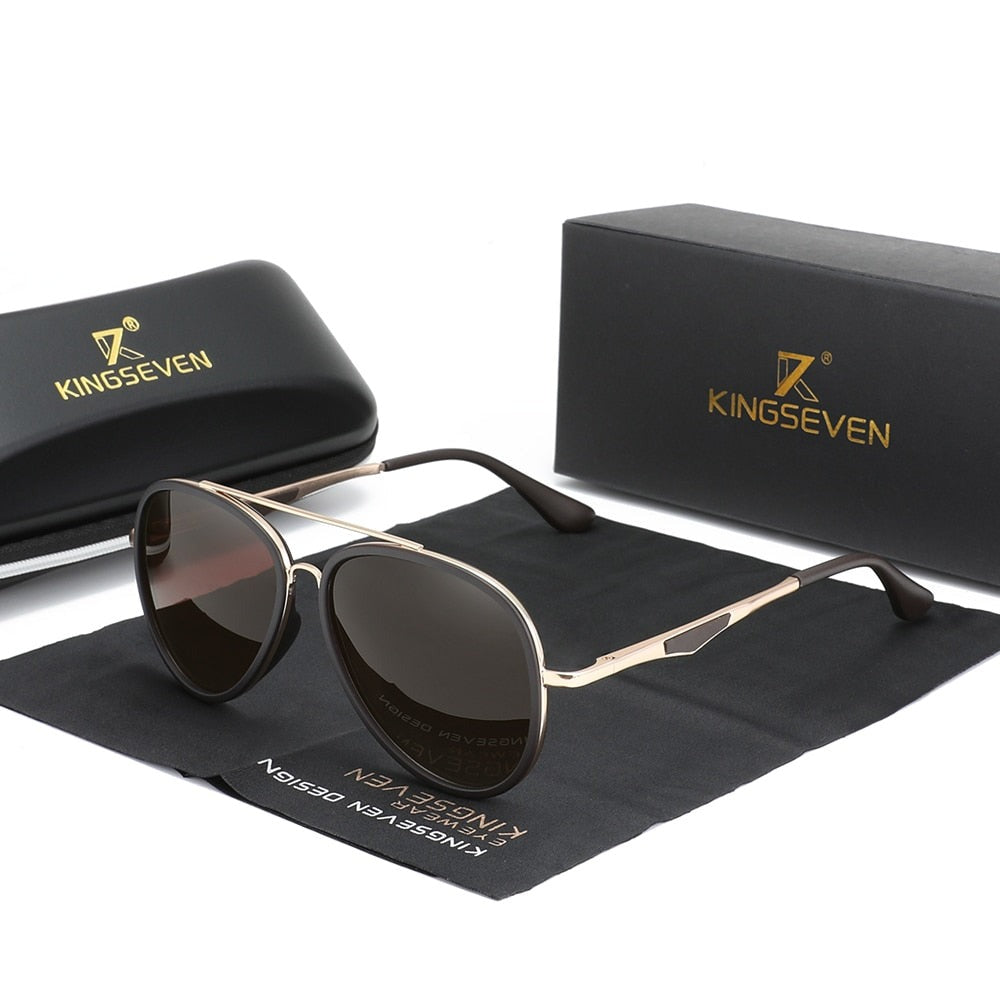 Gold brown Kingseven N7 Pilot sunglasses