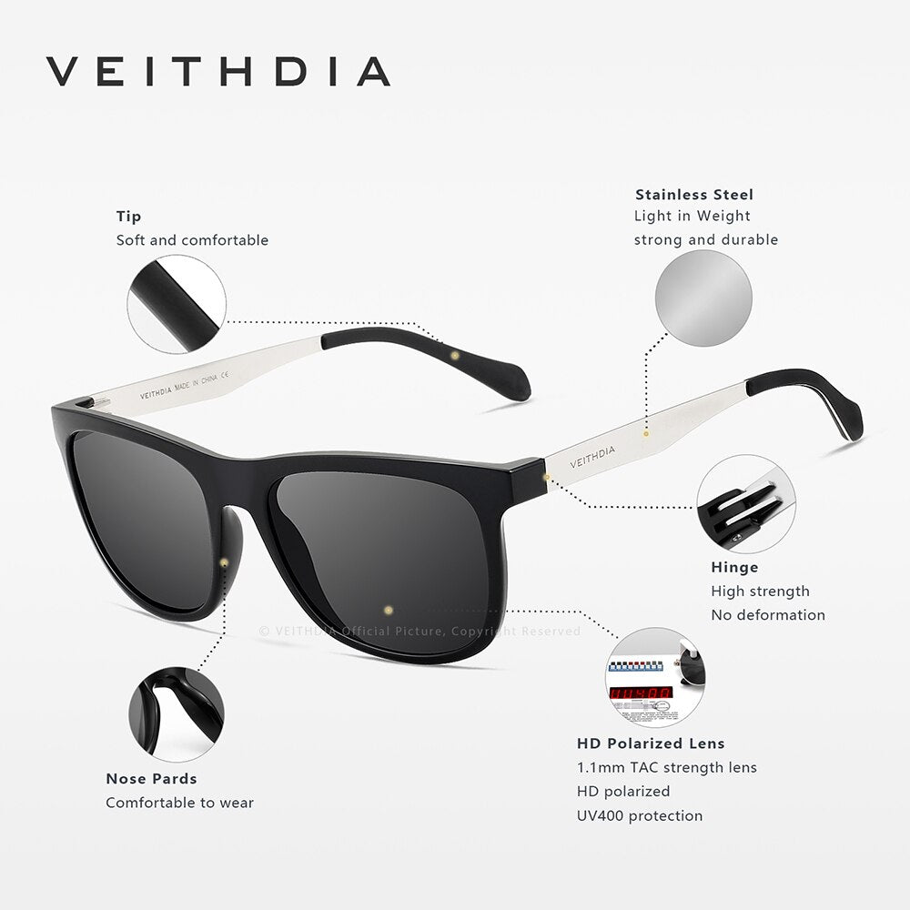 Veithdia Stainless Square sunglasses product features