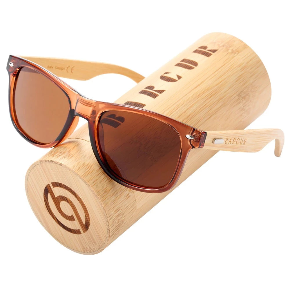 Tea coloured Barcur Polarised Bamboo sunglasses