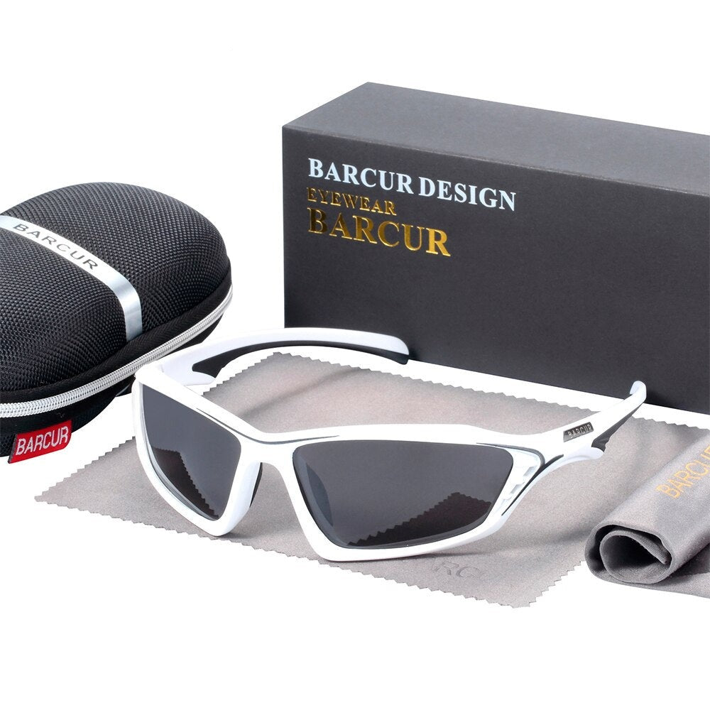 White framed Barcur TR90 sport sunglasses