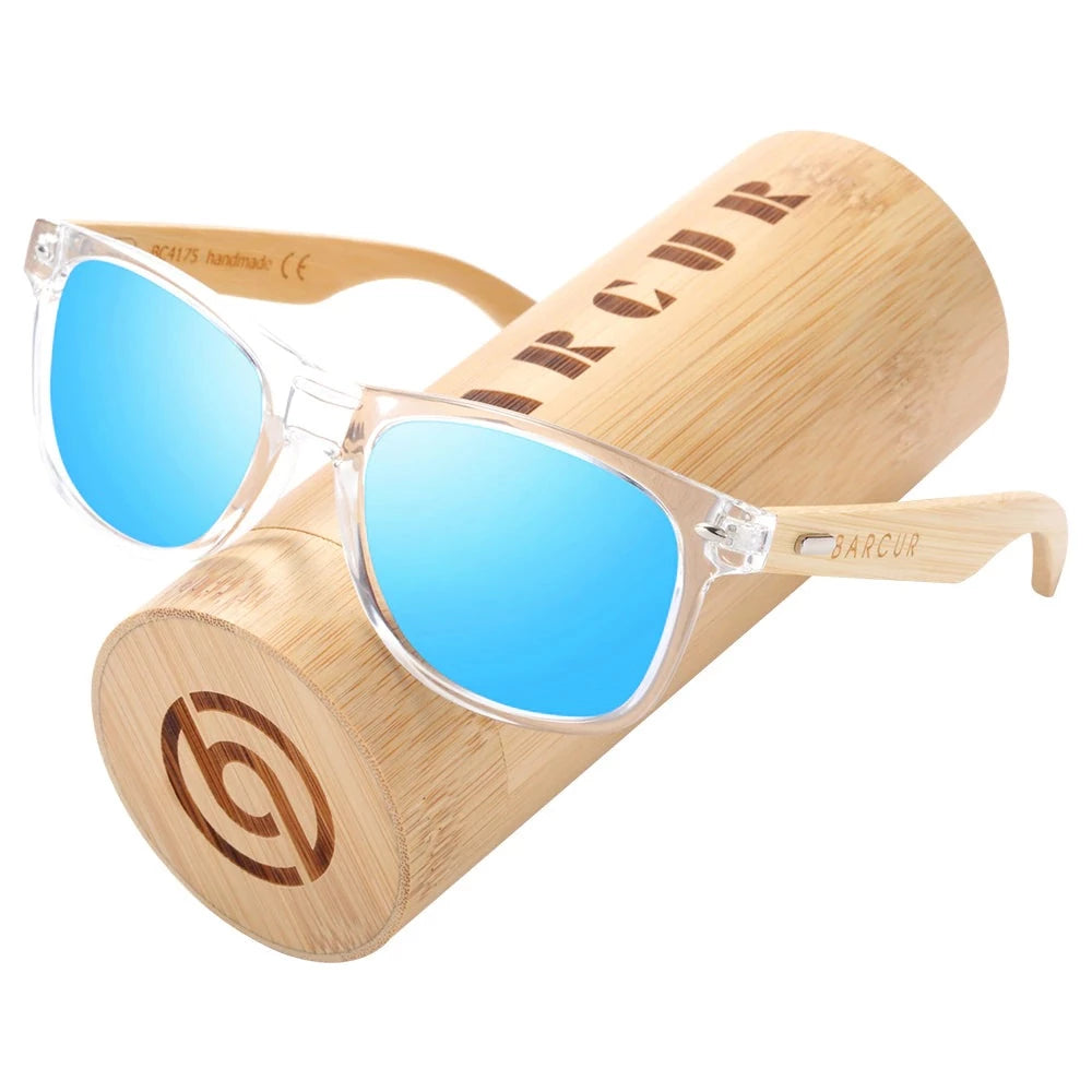 Clear blue Barcur Polarised Bamboo sunglasses