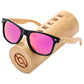 Mirror pink lens Barcur Polarised Bamboo sunglasses