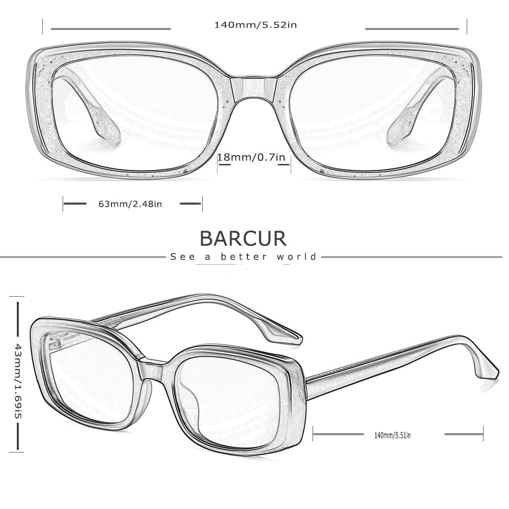 Barcur Women's Rectangle sunglasses product dimensions